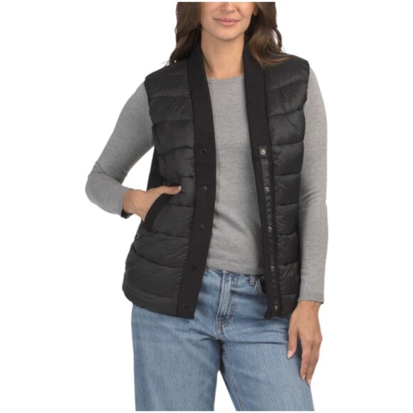 REBECCA MINKOFF Quilted Puffer Varsity Vest - Picture 1 of 3